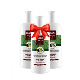 شامپو هانادی مدل Natural Olive حجم 400 میلی لیتر مجموعه 3 عددی شامل یک شامپو رایگان