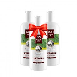 شامپو هانادی مدل Keratin حجم 400 میلی لیتر  مجموعه 3 عددی شامل یک شامپو رایگان