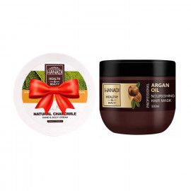 ماسک مو هانادی مدل Argan Oil حجم 500 میلی لیتر به همراه کرم مرطوب کننده هانادی مدل Chamomile رایگان