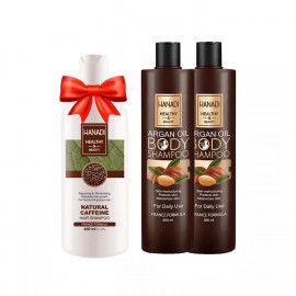 شامپو بدن هانادی مدل Argan حجم 500 میلی لیتر مجموعه 2 عددی به همراه شامپو ضد ریزش هانادی مدل Caffeine رایگان