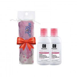 پکیج میسلار واتر چلنج مدل All Skin Types & Sensitive Skin حجم 250 میلی لیتر مجموعه دو عددی به همراه پد پاک کننده آرایش میکاپ رز رایگان