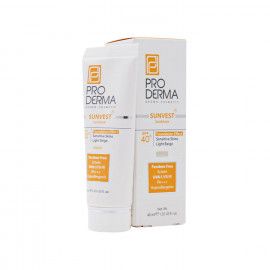 کرم ضد آفتاب پرودرما فاقد جاذب های شیمیایی SPF 40 مناسب پوست های حساس حجم 40 میلی لیتر - بژ روشن