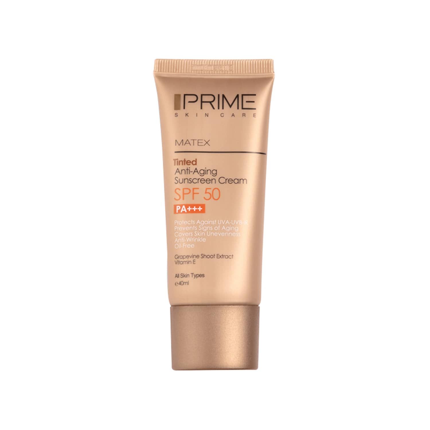 کرم ضد آفتاب جوان کننده پرایم مدل Matex Tinted SPF 50 حجم 40 میلی لیتر - بژ image کرم ضد آفتاب جوان کننده پرایم مدل Matex Tinted SPF 50 حجم 40 میلی لیتر - بژ image