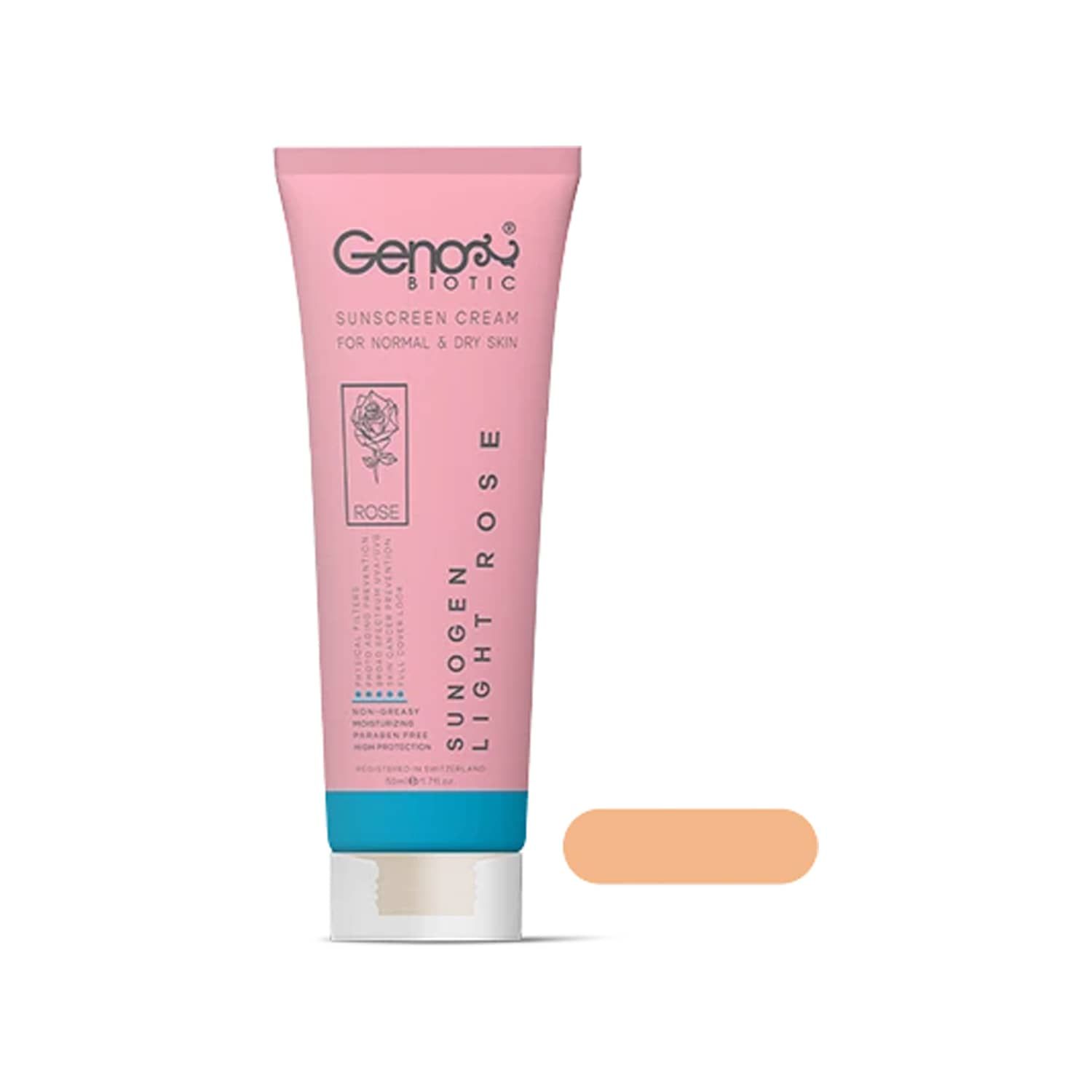 کرم ضد آفتاب SPF 50 ژنوبایوتیک سانوژن مناسب پوست های معمولی تا خشک - رز روشن image کرم ضد آفتاب SPF 50 ژنوبایوتیک سانوژن مناسب پوست های معمولی تا خشک - رز روشن image